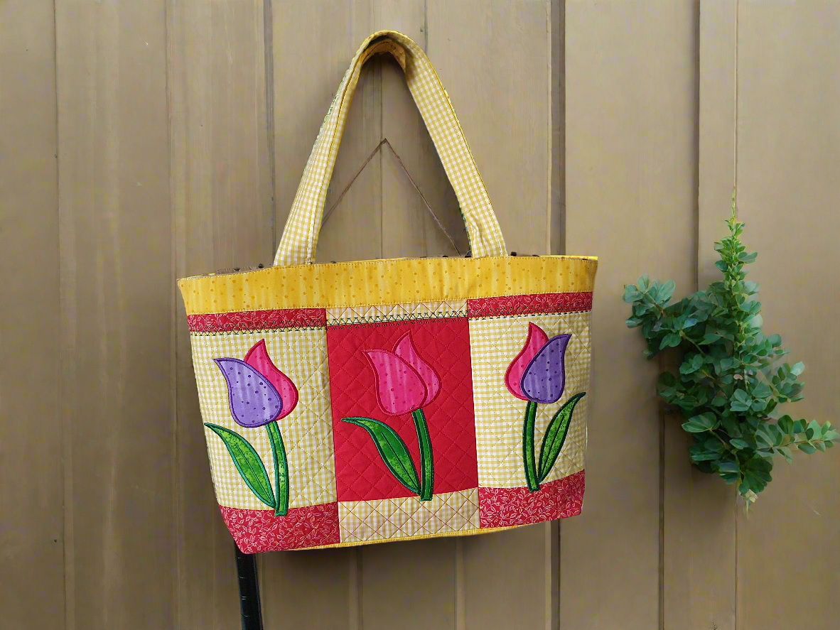 Beautiful hand crafted tote bags. These are examples of what can be made only. Each bag is unique in colours used.