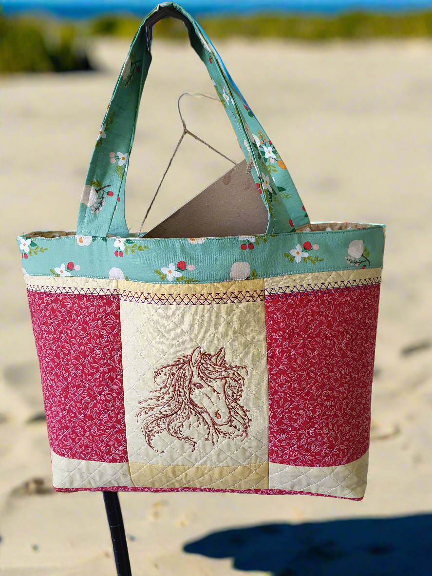 Beautiful hand crafted tote bags. These are examples of what can be made only. Each bag is unique in colours used.